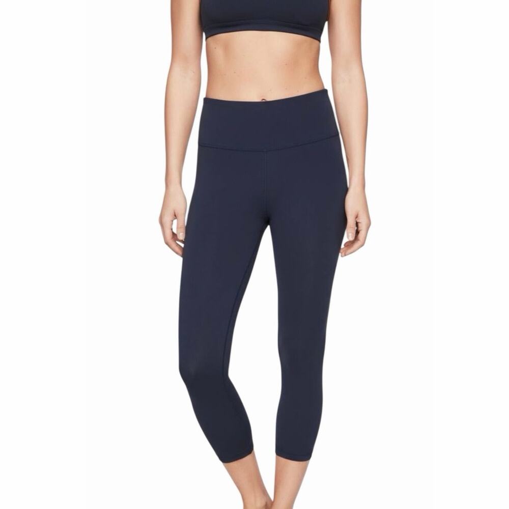 Athleta Women Medium Elation High Rise Capri Leggings Navy Blue Fall 2017